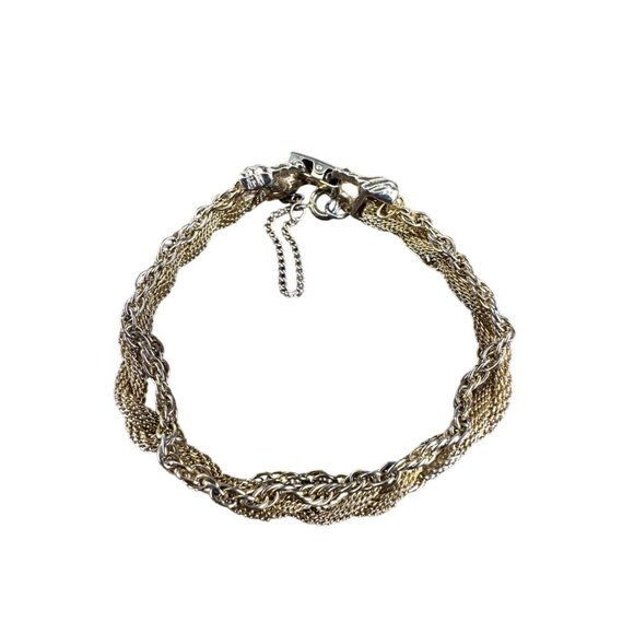 Gold Tone & Silver Tone Multi-Strand Braided Chain Bracelet Adjustable Rope Desi - Picture 2 of 5
